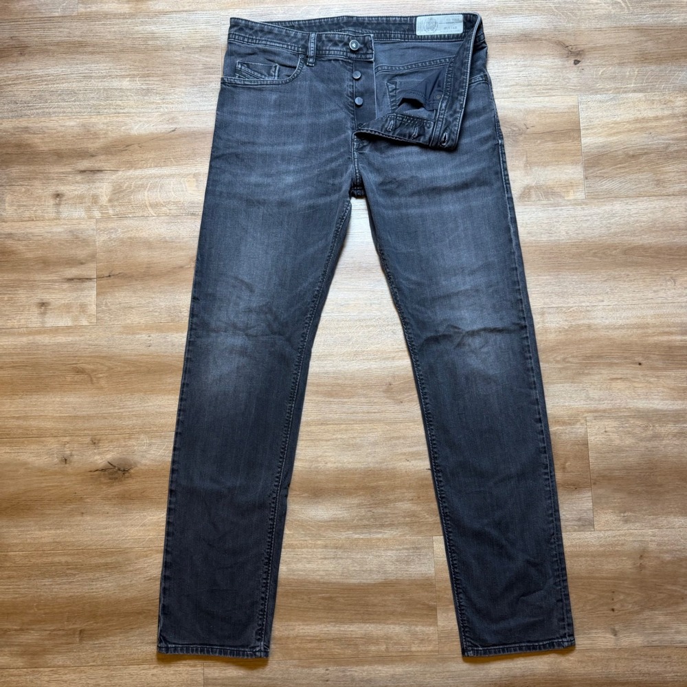 Diesel Buster Jeans Mens 33x32 Charcoal Gray Slim Tapered Stretch Denim 069BG